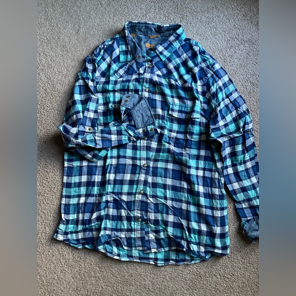 2 Men's Blue Plaid Shirt
